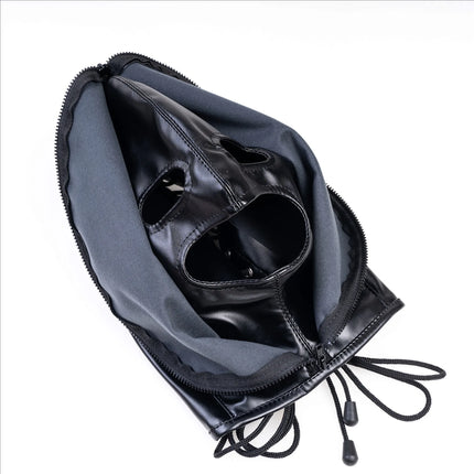 Adjustable Size Fetish Double Leather Mask with Zipper for Adult Mysterious Role Play Halloween Carnival Party Mask Hood Costume