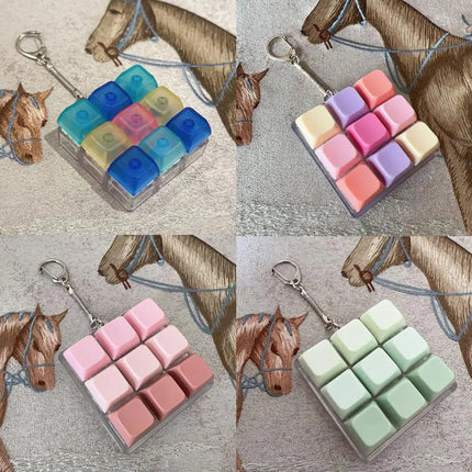 Keyboard Keycap Fidget Keychain Macaron Crystal Clicker Toy Stress Relief Fingertip Gadget,Decompression Keys Button for Adult