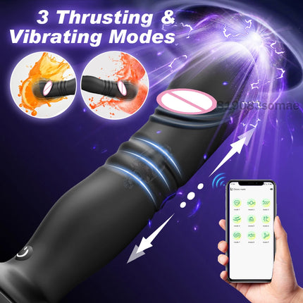 Thrusting Anal Plug Vibrator Wireless Control Prostate Massager Butt Plug Vibrating Suction Cup Dildo Adult Sex Toys for Men