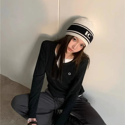 2024 Autumn Winter Long Sleeves Korean Fashion Style O-neck T-shirt for Women Fake Two-Piece T-shirts Ladies Top Tee Clothes