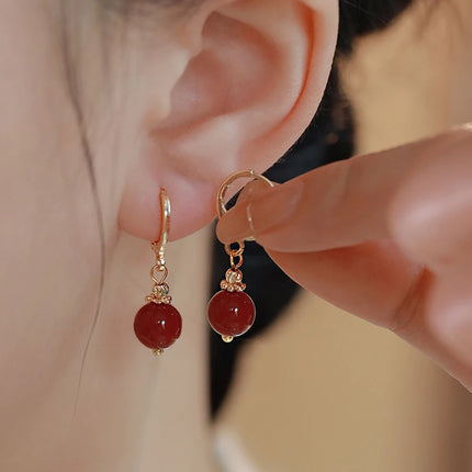 PANJBJ 925 Sterling Silver Jade Drop Earring for Women Zircon Round  Classic Grace Ethnic Jewelry Anniversary Gift Dropshipping
