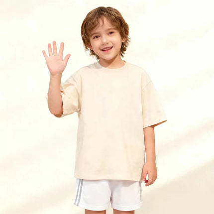 Kids Loose Short-sleeved T-shirt Summer New Pure Cotton Round Neck Boys Girls Solid Color Tee Teen Girl Clothes 12-14 Years