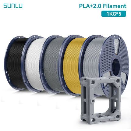 SUNLU 5KG PLA Plus 2.0 3D Printer Filament 1.75mm 1000g Spool (2.2lbs) Neatly Arranged No Knot Filament Fit Most FDM Printer