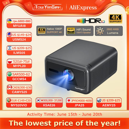 Touyinger Q12W PRO Full HD 1080P Projector 4K 2800 ANSI Android 12 Cinema Beam Projector for Home Education Conference Video