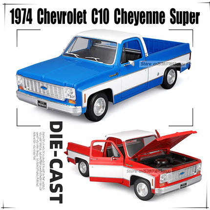 Maisto 1:18 1974 Chevrolet C10 Cheyenne Super pickup Alloy Car Model Static Die Casting Collection Gift Toy Gift Black base