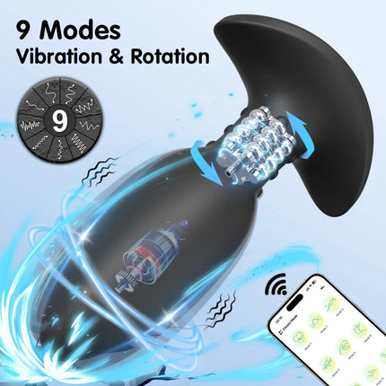 APP Control Rotation Butt Plug Anal Vibrator for Men Women 360° Wiggle Prostate Massager Anal Plug for Gay Sex Toy for Men