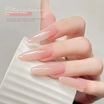 1pc 5g Nail Polish Jelly Ice Clear Nude, Peelable UV LED, Glossy Finish, Solid Color Pattern DIY Nail Art