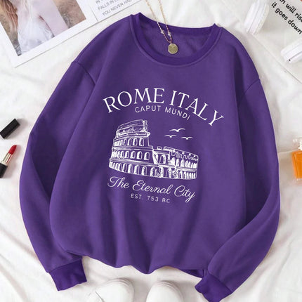 Colosseum Rome Italy Print Woman Sweatshirt Casual Crewneck Sportswear Y2K Loose Multicolor Pullover All-Match Fleece Clothing