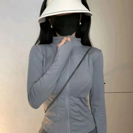 Stand Collar Yoga Ice Silk Sun Protection Clothing Summer Women's Slim Fit Versatile Slimming Sports Thin Jacket
