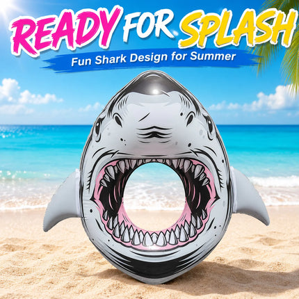 Inflatable Shark Swim Ring 87cm Pool Float Tube Summer Beach Swimming Circle Water Float for Adults Outdoor Pool Party