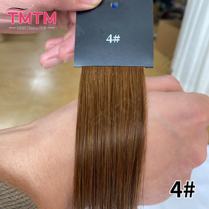 TMTM Russian Virgin Hair Weft Cuticle Aligned Natural Brown Bone Straight Hair Extensions Machine Made Weave 50g 100g Sales