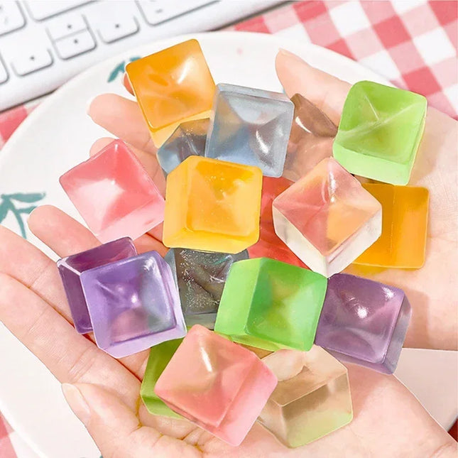5/10Pcs Ice Cube Shaped Fidget Toy Square Stress Relief Ball Squishy Squeeze Anxiety ADHD Stress Relief Sensory Adults Toys