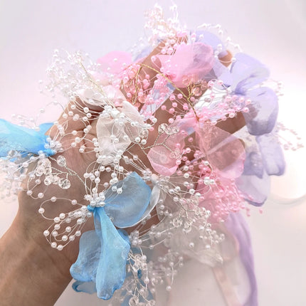 Sweet Butterfly Wreath Headband For Kids Children's Forest Style Hairbands Princess Flower Hair Band Flower Girl Headpiece