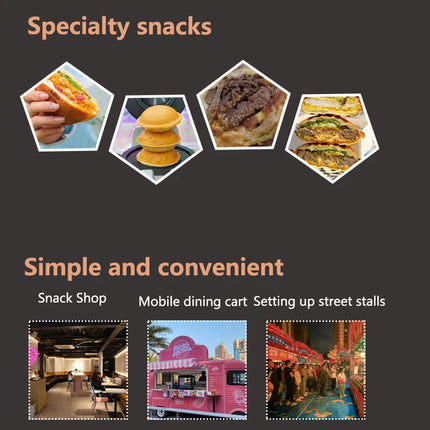 HPH2O Double Head UFO Hamburger Machine Gelato Panini Press Maker Non-stick Coating Burger Waffle Maker Rotatable