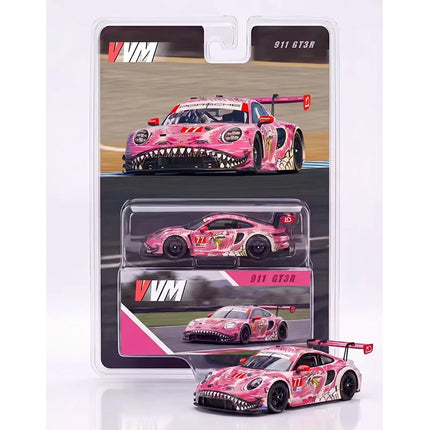 Vvm Zecar 1:64 Porsch 911 Gt3r Green/Pink Dinosaur Simulation Alloy Miniature Die-casting Car Model Custom Collection Toys Gifts