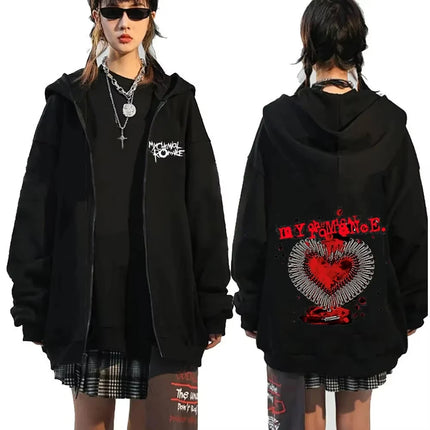 My Chemical Romance Mcr Dead Zipper Hoodie Black Parade Punk Emo Rock Zip Up Sweatshirt Men's Fashion Vintage Hip Hop Hoodies