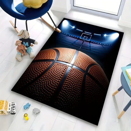 Artistic Basketball & Court Area Rug, for Living Room, Bedroom, Office, Balcony Decor Mat