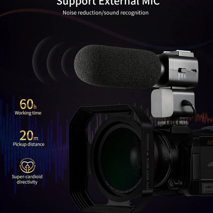 Video Camera 4K Professional Youtube Live Streaming Ordro AC5 12X Optical Zoom Digital Camcorder Blogger Vlogging Filmadora