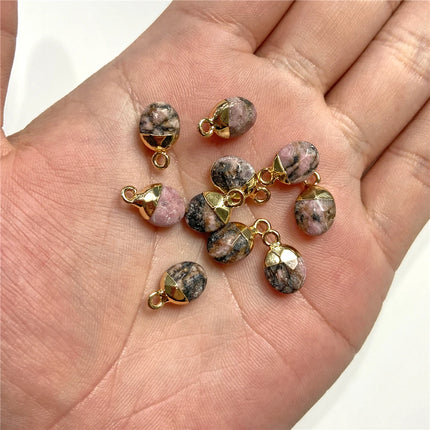 5pcs 6x10MM Faceted Natural Stone Oval Pendant Charm Pendant for DIY Jewelry Making Necklace Earrings Gem Accessory Wholesale