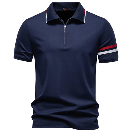 AIOPESON Men's Lightweight Breathable Polo Shirt Half Zipper Collar Solid Color Casual Summer Fashion Top