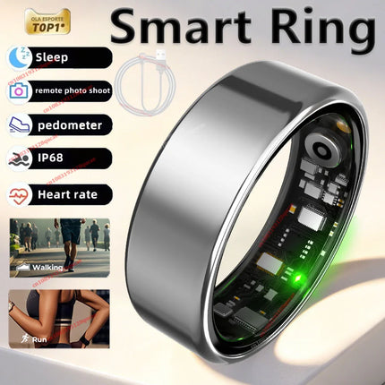 2026 New Smart Ring Men Women, Blood Pressure Heart Rate Monitoring Smartring IP68 & 5ATM Waterproof, Multi-sport Mode Ring Man
