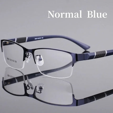 Business Men's Photochromic Myopia Glasses Unisex Half Frame Square Near Sight Eyeglasses Optical Prescription Minus Eyewear