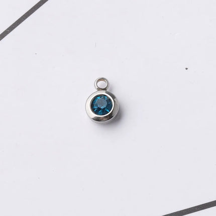 6.5mm Gold Titanium Steel Zodiac Sign Birthstone Pendant Charm Lucky Birthday Stone Cup Drill Point for DIY Jewelry Making