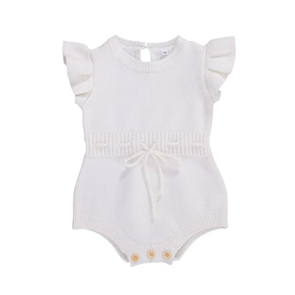Knitted Cotton Sleeveless Newborn Baby Girls Summer Rompers Cute Infant Jumpsuit Toddler Bodysuit Baby Clothing For 0-24 Months