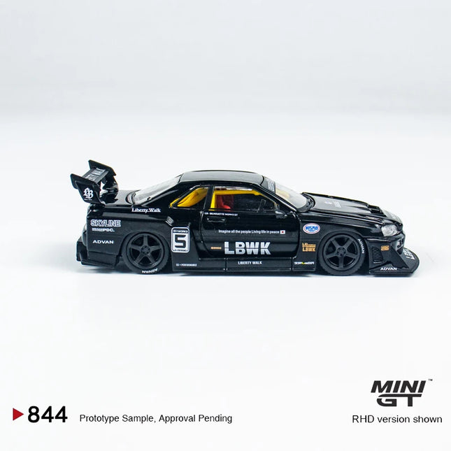 MINIGT 1:64 Nissan LB-ER34 Super Silhouette SKYLINE Black mgt alloy Car Model 844