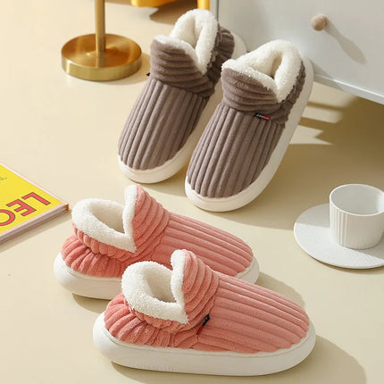 Shevalues Fashion Fur Slippers For Women Men Winter Warm ankles Cozy Furry Slides Home Indoor Soft Sole Plush Slides Cotton Shoe