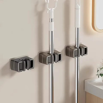 4pcMulti-Purpose Hooks Adhesive Wall Hanging Mop Rack Broom Hanger Hook Kitchen Bathroom Organization Home Organizer Accessories