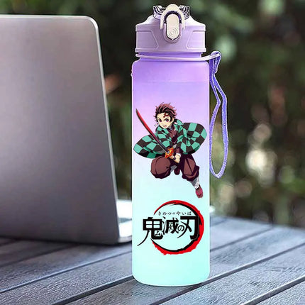 Demon Slayer  Straw Cup 750ML Children's Large Capacity Portable Kamado Nezuko Sports Plastic Bottle Anime Gradient Drinking