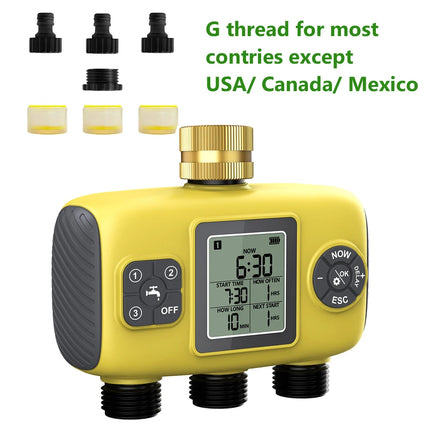 Insoma 3-Outlet Automatic Water Timer Garden Irrigation Watering System Independent Control Sprinkler Programmer Tools
