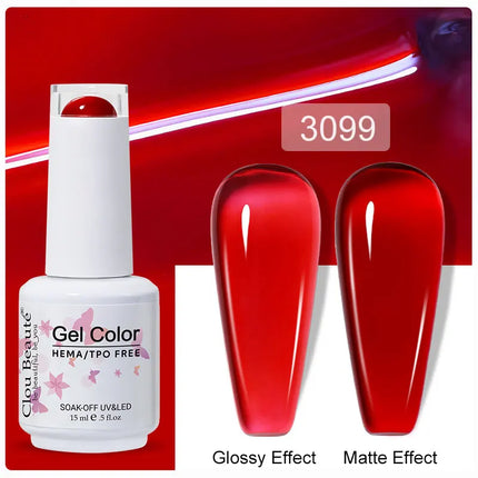 Clou Beaute 15ml Nail Gel Polish Vernis Semi Permanent UV LED Lamp Lakiery Hybrydowe Hema Free Red Nail Art Gel Lacquer Gel