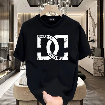 American Retro Casual Loose Fit Cotton Short Sleeve T-Shirt Men's Summer New Style Heavyweight Comfortable Lazy Style Top