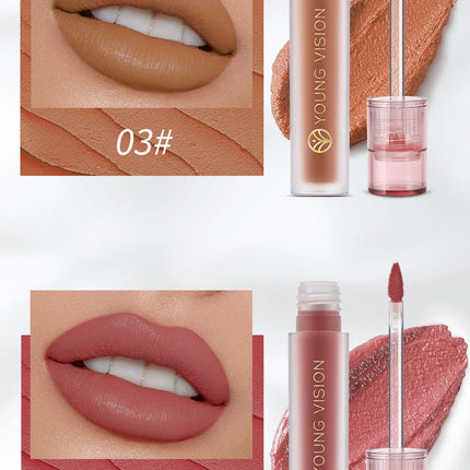 YOUNG VISION 6-Color Matte Velvet Lip Gloss Silky Smooth, Long-Lasting Color Seductive Feminine Lip Makeup