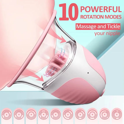 Female Breast Vibrator Rotating Vacuum Pump Nipple Stimulator with Suction Cup Big Head AV Breast Massager Female Masturbator