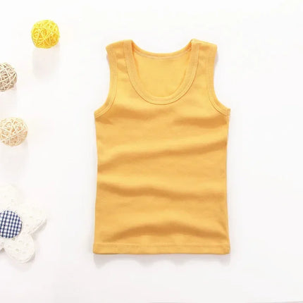 Children's Vests T-shirts Summer Boys Girls Cotton Sports Tops Waistcoat Solid Color Casual Kids Vest