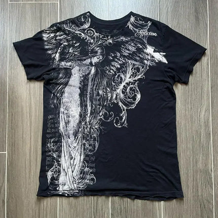 2000s Kawaii Oversized Pattern Y2K New Retro Pure Cotton Print Plus Size Round Neck Loose T shirt Women Street Couple Clothing