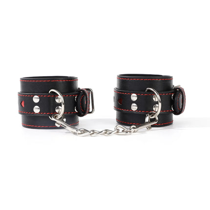 Adjustable PU Leather Heart Handcuffs & Ankle Cuff Bracelet - Women BDSM Cosplay Fetish Adult Game Couples Sexy Toys Accessories