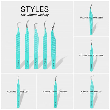 VAVALASH Anti-Slip Tweezers High-Density Stainless Steel Fiber Tip for Eyelash Extensions Eyebrow Professional Precision Makeup