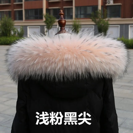 Natural Real Raccoon Fur Collar winter women Down Coat Hood Decor Fur Trim Warmer Fur Scarf Ladies Genuine Luxury Shawls