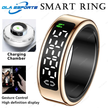 For Smart Ring Hd Screen Tiktok Control 5ATM Waterproof for  Smartring for Women Men Rings Heart Rate Monitor Newest Version R13