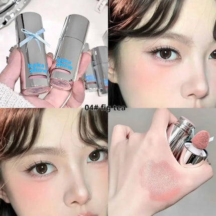 6 Colors Liquid Blush Natural Water Light Waterproof Blush Stick Moisturize Cheek Blusher Brighten Contour Sponge Brush Makeup