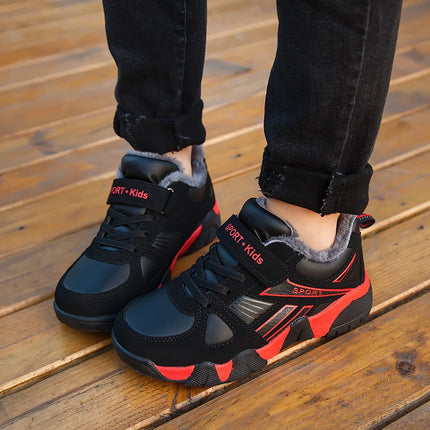 Kids' Sneakers Winter Plush Warm Leather Comfortable Tennis Shoes Casual Outdoor Sports Comfortable Tennis Shoes for Children