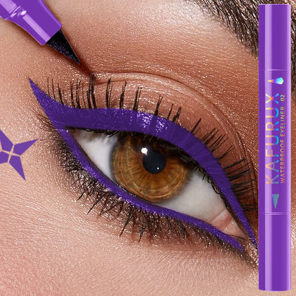 3 Colors Double Head Star Seal Eyeliner Waterproof Stamp Pen Black Blue Purple Eye Liner Pencil Fast Drying Lazy Eye Makeup