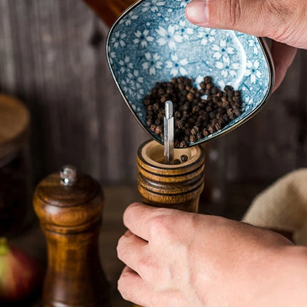 5" 8" 10" Salt and Pepper Grinder, Solid Wood Spice Pepper Mill with Strong Adjustable Ceramic Grinder Kitchen Cooking Tools