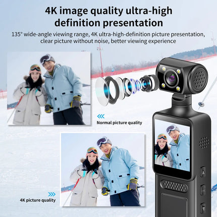 New Handheld 4k Hd 180 ° Rotating Mini Portable Camera Wearable Night Vision Sports Camera Outdoor Activity Recording