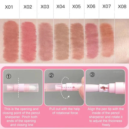 Double Headed Lip Liner Pencil Waterproof Matte Lipstick Contour Makeup Peach Pink Multi-purpose Lipliner Pencil Lips Cosmetic