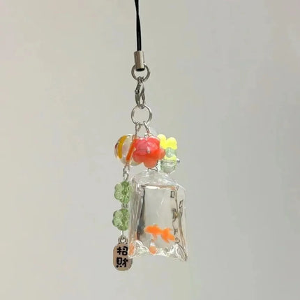 Y2K Charms Phone Pendant Cute Fish Sweet Girl Phone Lanyard Keychain For CCD Camera Girl Bag Schoolbag Ins Korea Jewelry